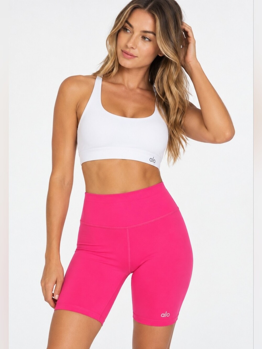 ALO Yoga High-Waist Bike Shorts in Hot Pink